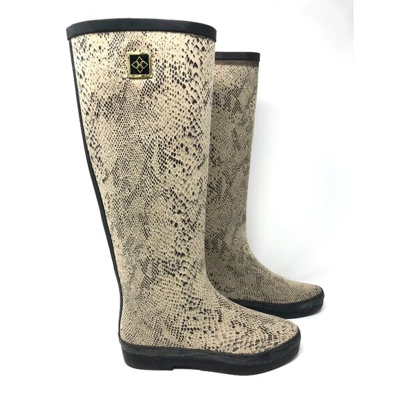 DAV Rubber Rainboots Snake Skin Women's Size 8 - Picture 2 of 9
